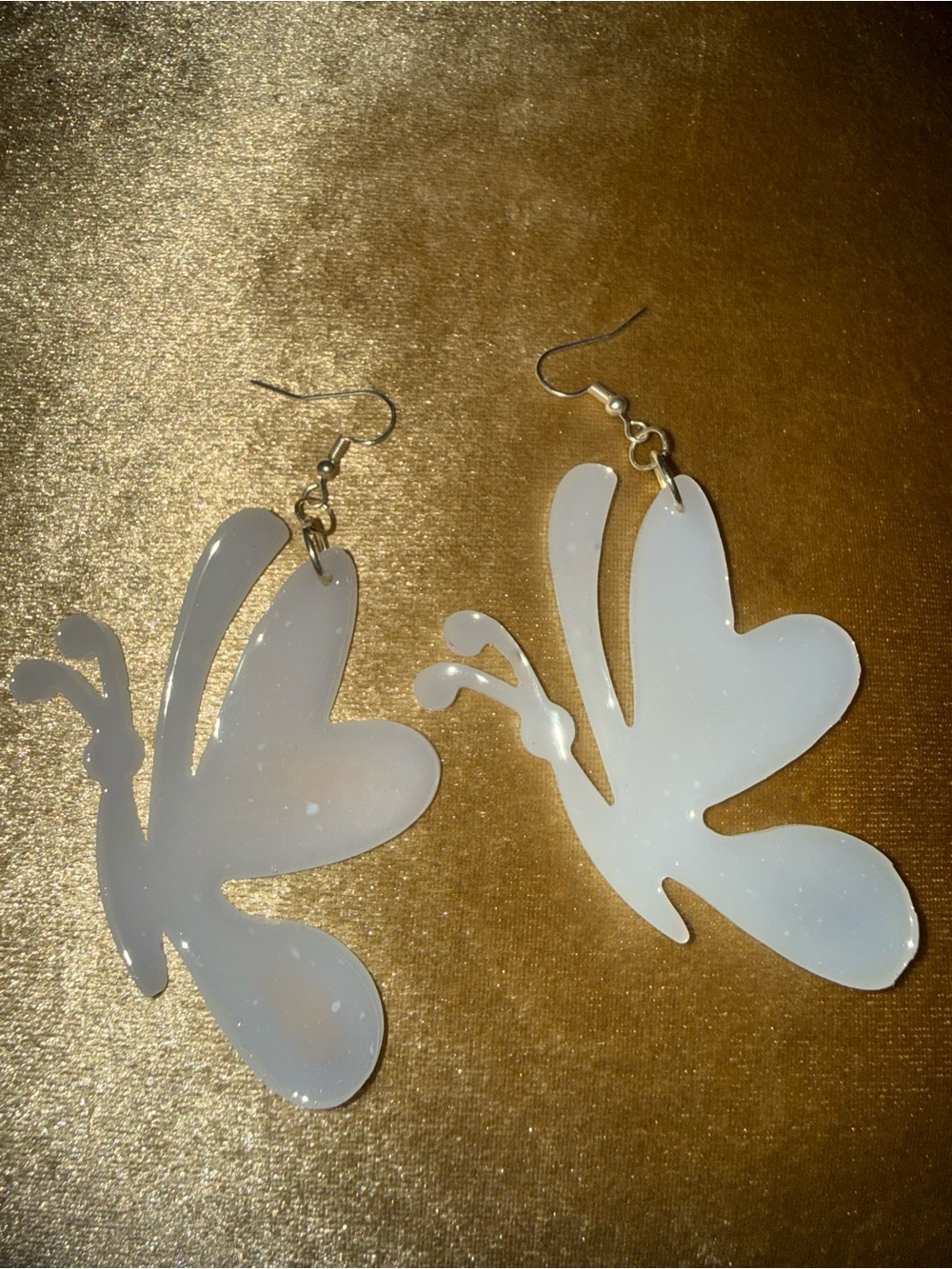 Delicate White Butterfly Dangle Earrings
